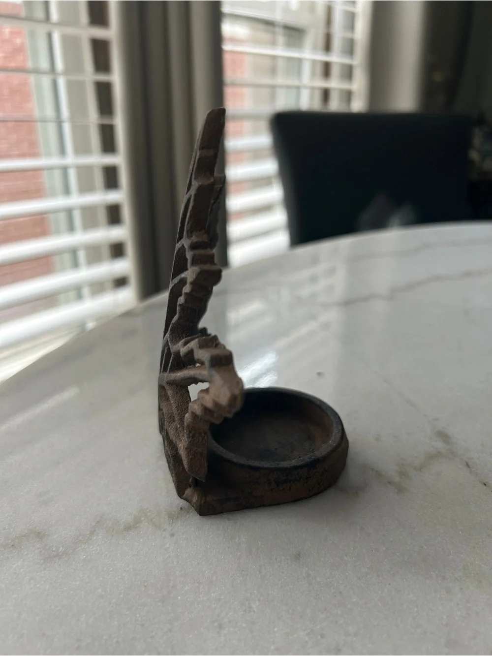 Rustic Cast Iron Maple Leaf Tealight Holder Décor - Brown